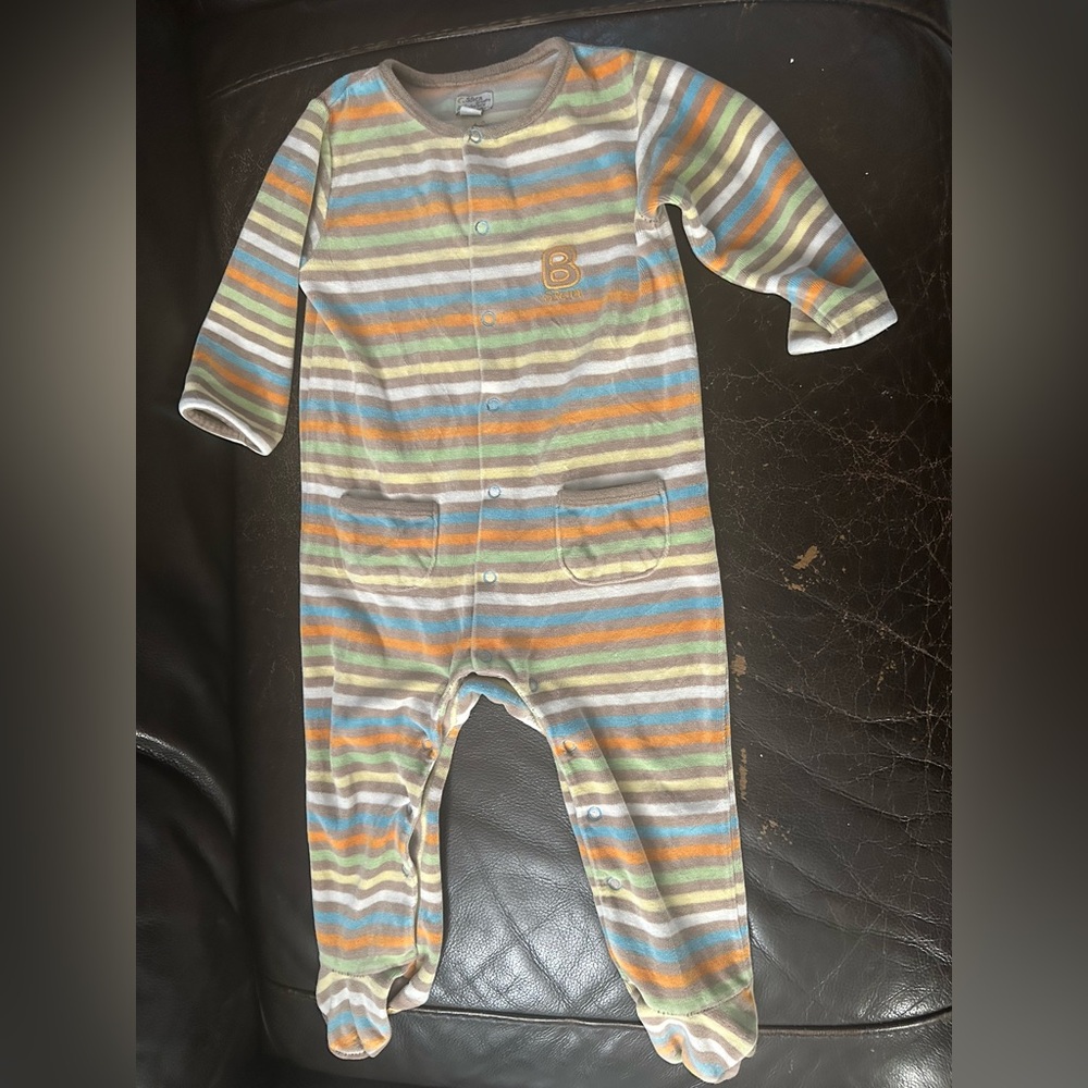 Winter Striped Kids Pajama Footies with Multicolor Design
